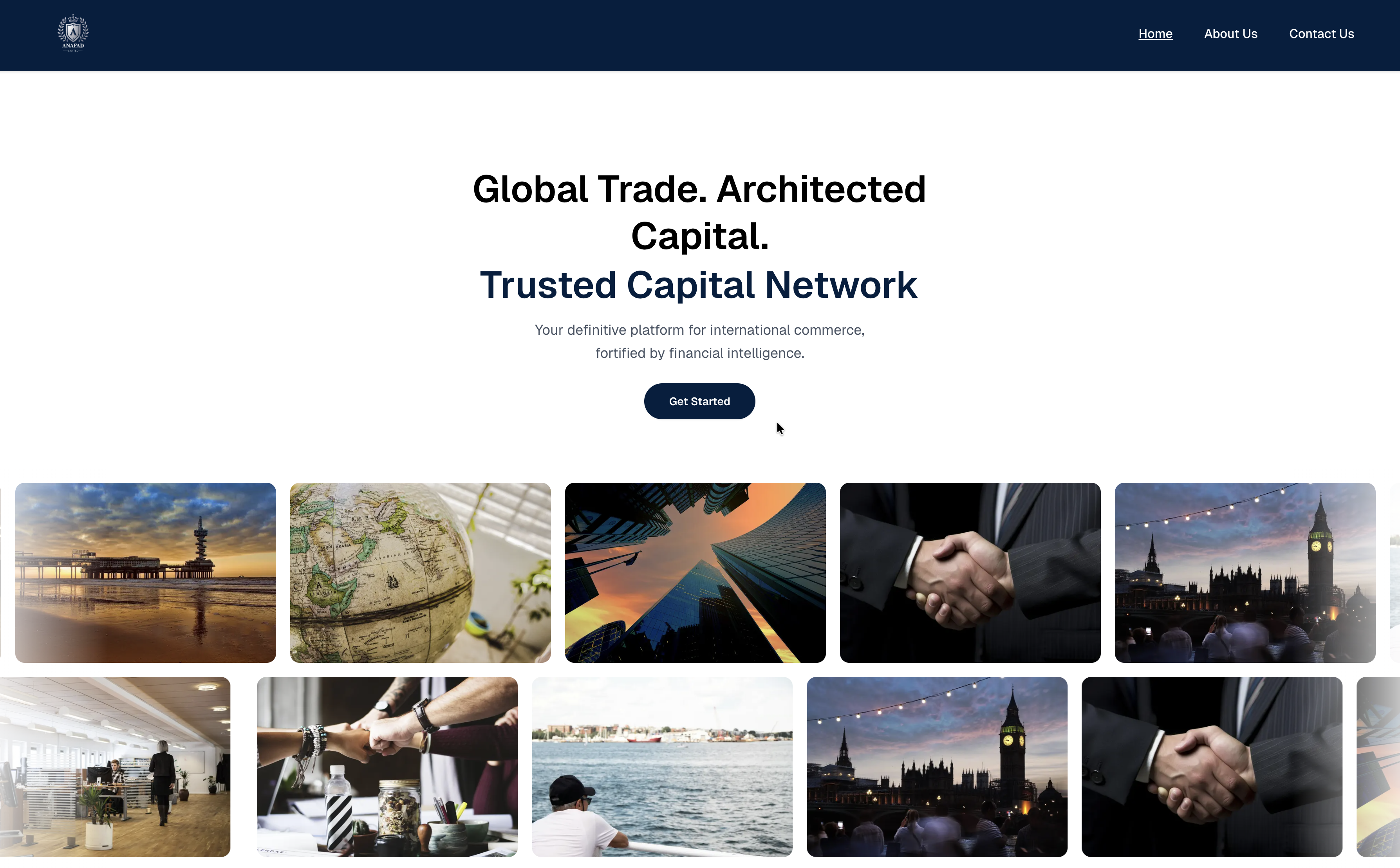 Anafad homepage, desktop